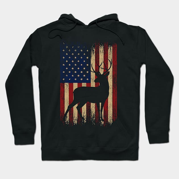 deer and usa flag Hoodie by debageur